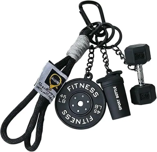 Halloween Fall Gift Mini Dumbbell & Shaker Bottle Keychain – Fitness Weight Plate Keyring Charm for Keys, Bags & Backpacks