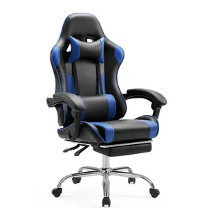 Ergonomic Gaming Chair With Headrest And Lumbar Pillow,Height Adjustable With 360°-Swivel Seat,Blue