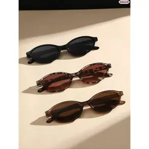 Vintage Oval Sunglasses for Women and Men, Retro Fashion Eyewear, Lightweight Trendy Sun Glasses in Multi-Color for Travel, Beach, Vacation, Streetwear, Party, Festival, Daily Outfit Accessories