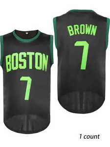 Men's Letter & Number & Stripes Embroidery Basketball Jersey, Loose Casual Breathable Quick Drying Vest, Men's Basketball Jerseys for All Seasons