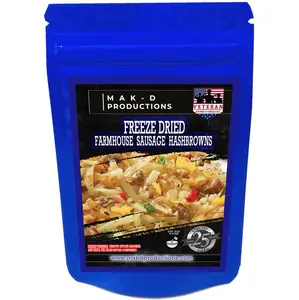 MAK D Productions - Freeze Dried Meal  - Breakfast - Pork - Sausage Farmhouse Hashbrowns with Peppers and Onions - Gourmet Recipes by a Sullivan University (Louisville, Kentucky) Culinary Chef Graduate - NEVER BLAND TASTING - MADE IN THE USA