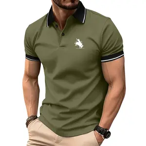Men's summer bull rider pattern printed short-sleeved POLO shirt, simple retro lapel light and versatile sports and leisure outdoor fishing fashion multi-functional golf clothing trend short-sleeved POLO is a great gift for men