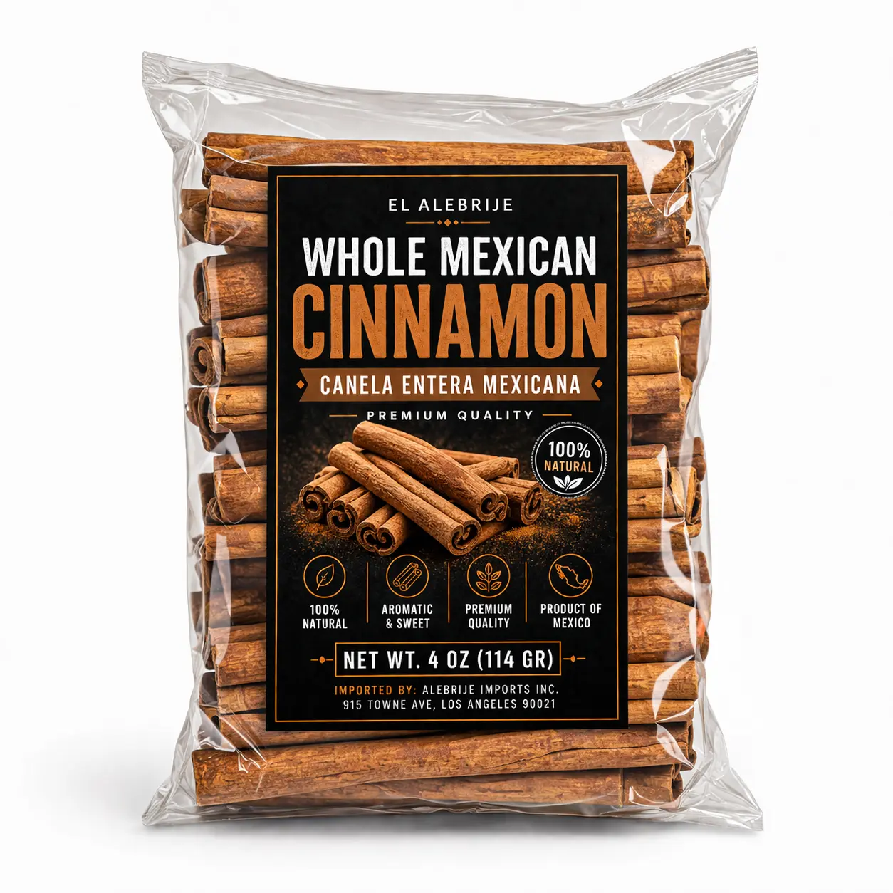 El Alebrije - Authentic Mexican Cinnamon Sticks 4 Oz (114 Gr) - Canela Entera Oaxaqueña Calidad Premium - Premium Quality | Imported from Mexico