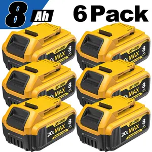6/4/2/1 Packs, Replacement Battery for DeWalt Power Tools, 8000mAh 20V, Compatible with DeWalt Batteries DCB200, DCB20