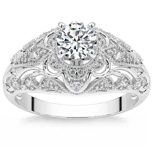 1 1/2Ct Diamond Vintage Engagement Ring 14k Gold Lab Grown