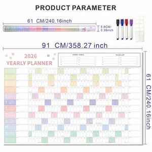 NO CREASE SHIPPING! Hard Rolled Tube  24"x36" 2026 Calendar,  Design Your Amazing 2026!Erasable Wet/Dry Laminated Wall Planner for Students Teachers Home Office, Clear Layout, Viral Essential
