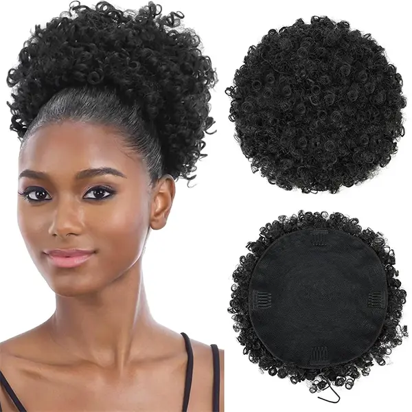 Afro Puff Drawstring Ponytail Synthetic Short Kinky Curly Hairpiece for Black Women Girls Daily Wear Party