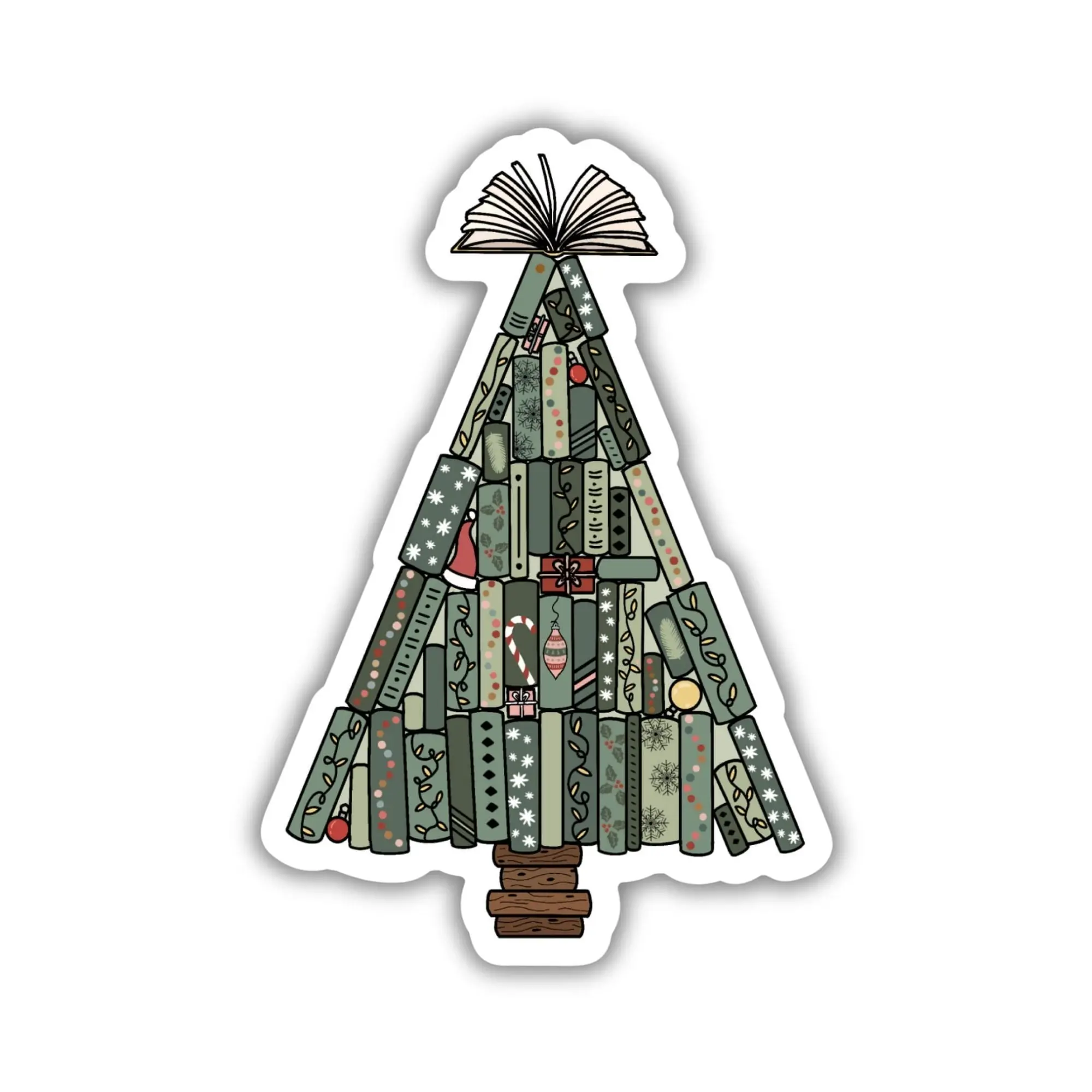 Book Christmas Tree Sticker