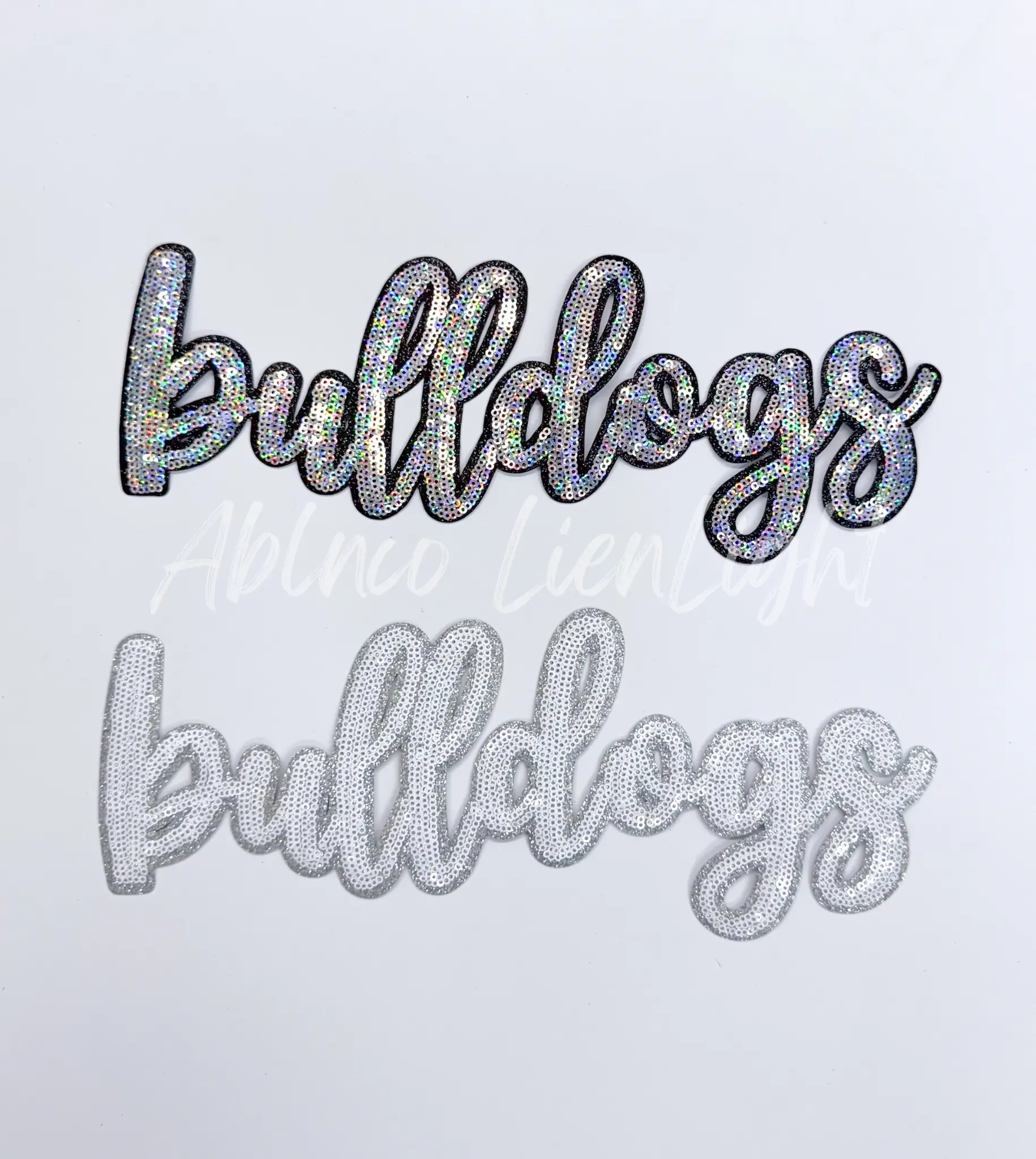 Bulldogs Mascot Script Sequin Patch - Large
