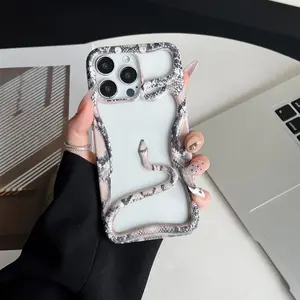 Snake Skin Pattern Phone Case, Creative Hollow Out Design Phone Protective Cover, Phone Accessories Compatible with iPhone 11 12 13 14 15 Pro Max, Casing