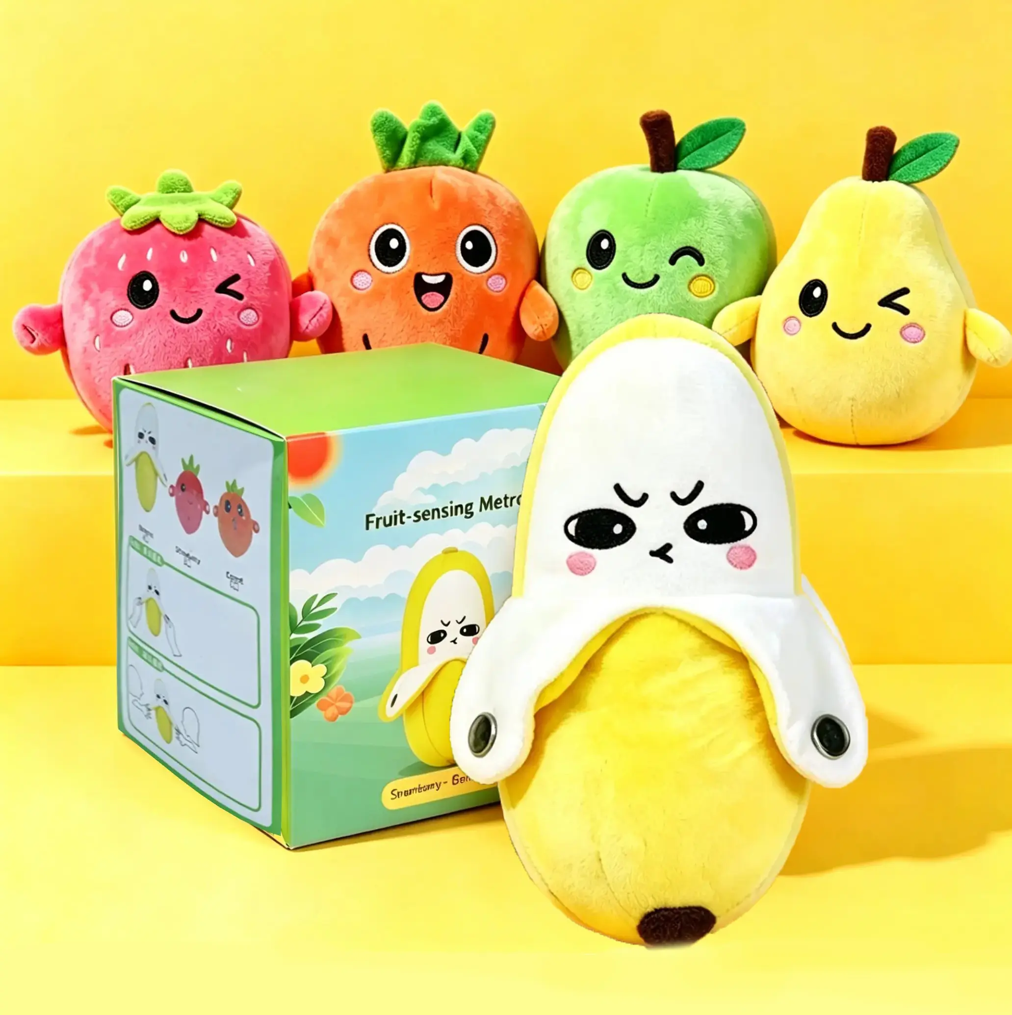 SnugPlay Interactive Music Plush Toy Set – Banana, Strawberry & Carrot Electric Plush Toys(without battery) for Parent-Child Interaction, Couples & Friends Prank Toy, Valentines Day & Easter Party Fun Gift for Kids & Adults