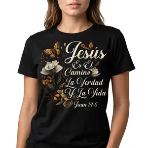 Cotton Christian Spanish Español Cristianos Religious Jesus God T-Shirt Womenswear