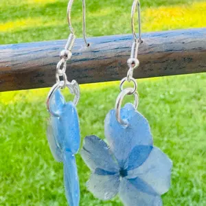 Handmade one of a kind Real hydrangea earrings