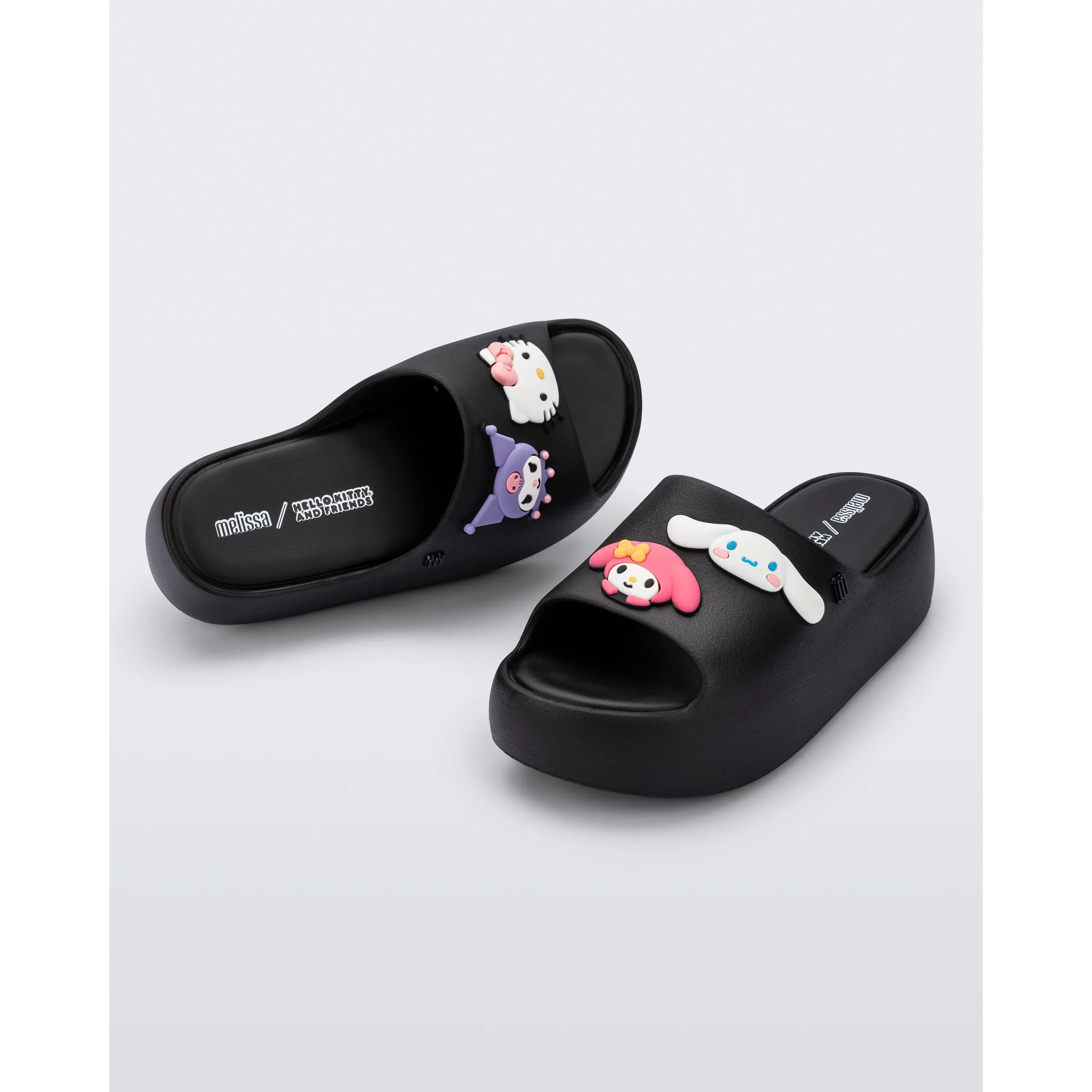 Melissa x Hello Kitty & Friends Free Platform Slides, Comfortable Character Print Slipper Sandals for Summer, Platform Sole Slippers, Cartoon Women's Sandals