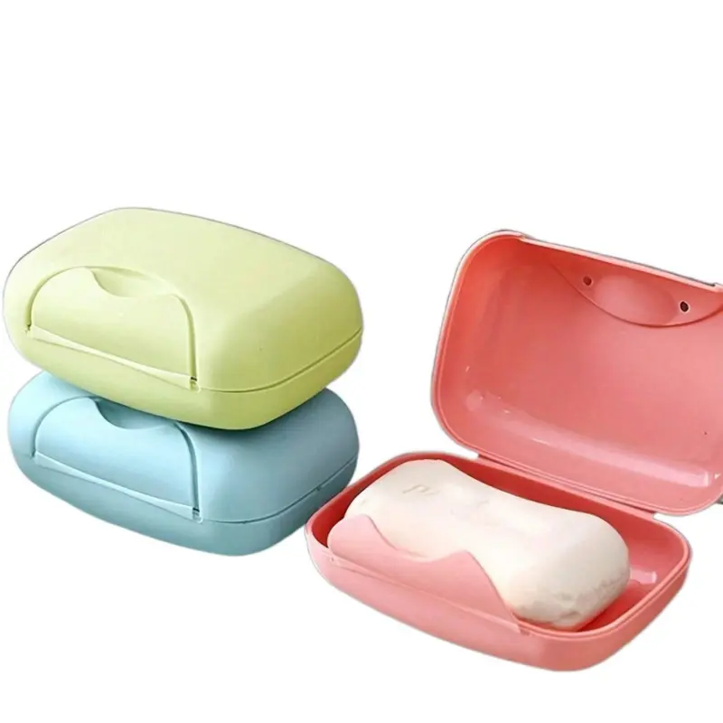 Durable PP Material Portable Soap Dispenser With Lid Travel And Bathroom Soap Box Easy Open Design Leak-Proof Travel Soap Box Storage Organizer For Home Laundry Plastic Soap Slice Box Hinged Soap Box Summerwins Large Soap Tray Holder
