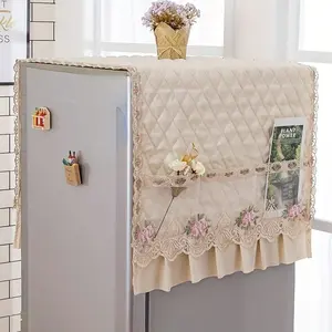 Soft Washing Machine Cover, Multi-Texture Print Dustproof Protector, Fits Refrigerator & Washer, Multifunctional Home Appliance Tablecloth with Side Pockets