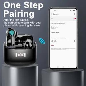 Wireless Earbuds, Wireless Headphones Bluetooth 5.3 Earphones, 2023 Bluetooth Headphones with 13mm Drivers, IP7 Waterproof Ear buds Wireless Earbuds, 36H Playtime, LED Display, Mini Ultra Light Black