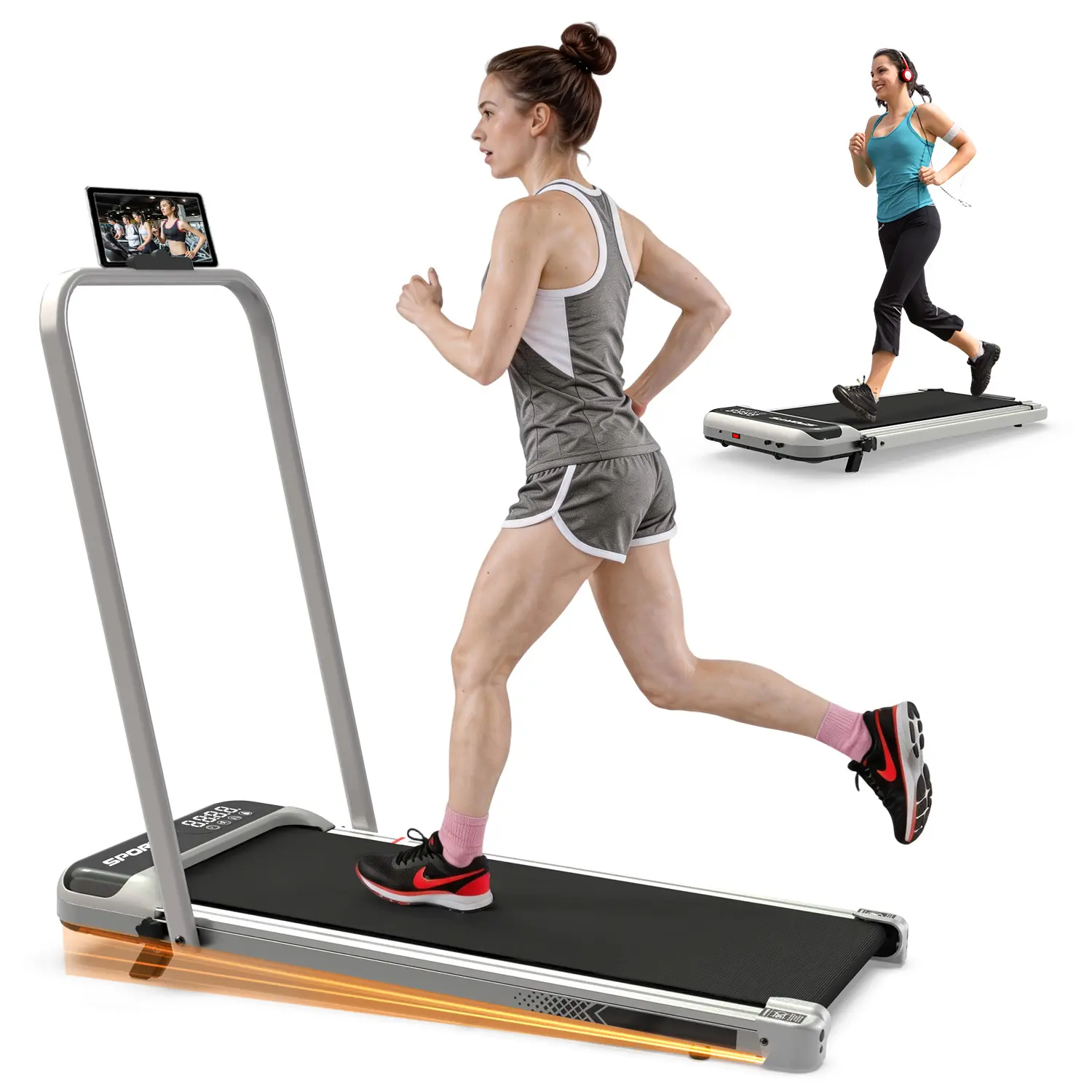 3-in-1 Under Desk Treadmill with Incline, Foldable Walking Pad Treadmill for Home Office, Compact Portable Walking Jogging Machine with Handle Bar, Remote Control, LED Display, for Standing Desk Use, Home Gym Fitness Equipment