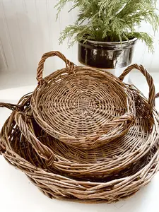 Round Willow Trays Set of 3 Decoration Home Decor Display
