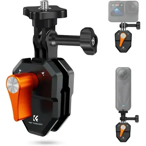 K&F CONCEPT Motorcycle Windshield Clip Mount for GoPro Hero 13/12/11/10/9 Black, Aluminum Alloy Camera Clamp with 1/4" Adapter for DJI Osmo Action 6/3/4/5 Pro Insta360 X5/X4, Action Camera Accessories