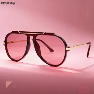 Unisex Oversized Square Sunglasses, UV400 Protection & Blue Light Blocking Lenses, Lightweight Bold Semi-Rimless Frame, Trendy Street Style Shades, Fashion Eyewear for Daily Driving, Outdoor Travel and Photography Matching