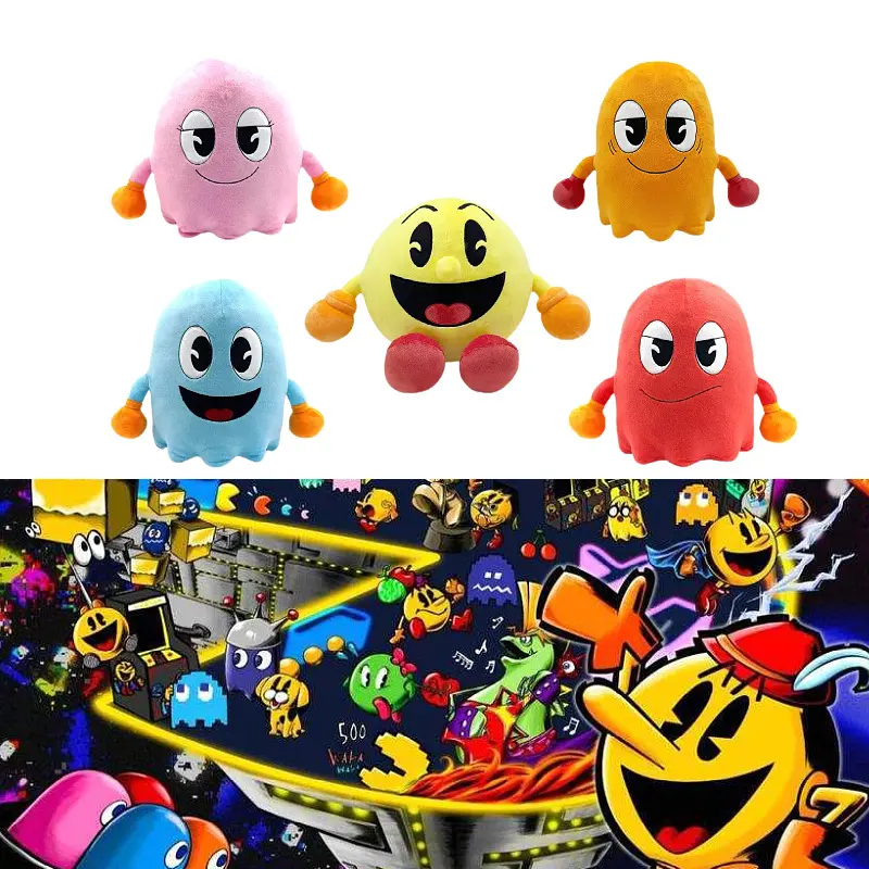 New PAC-MAN Classic Game Peripheral Soft Plush Toy, Unisex Creative Doll, Kids' Birthday Gift Plushies