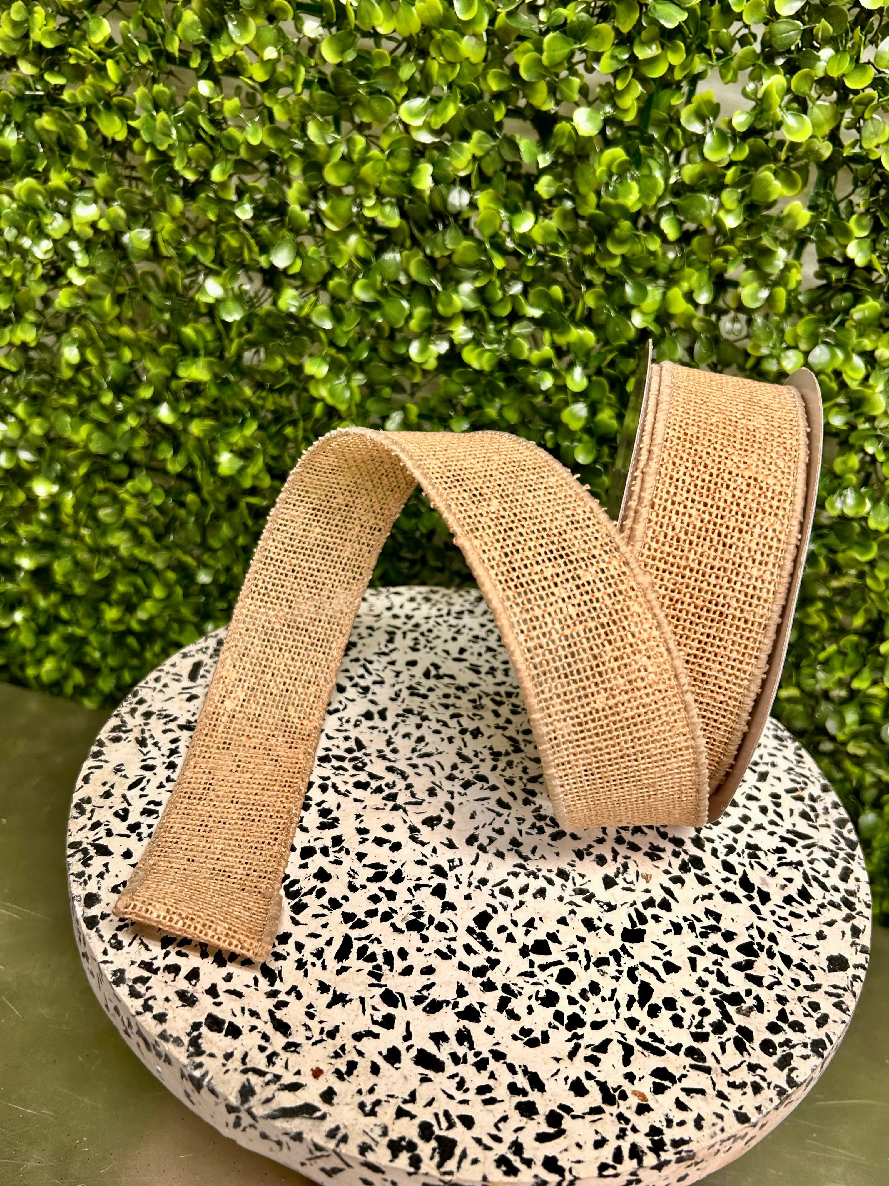 1.5 Inch By 10 Yard Beige Faux Burlap Ribbon