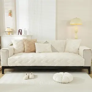 Solid Color Wave Pattern Sofa Cover, 1 Count Non-slip Soft Comfortable Sofa Mat, Pillowcase without Filler, Sofa Protector for Home Living Room, Bedroom, Hotel