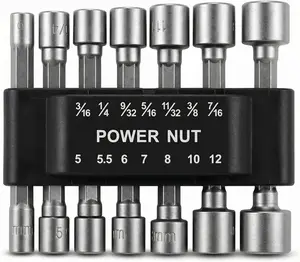 14PCS 1/4'' Driver Hex Socket Adapter, Power Nuts Driver Drill Bit Tools Set Metric Socket Wrench Screw, Power Tool Accessories for Electric Screwdriver