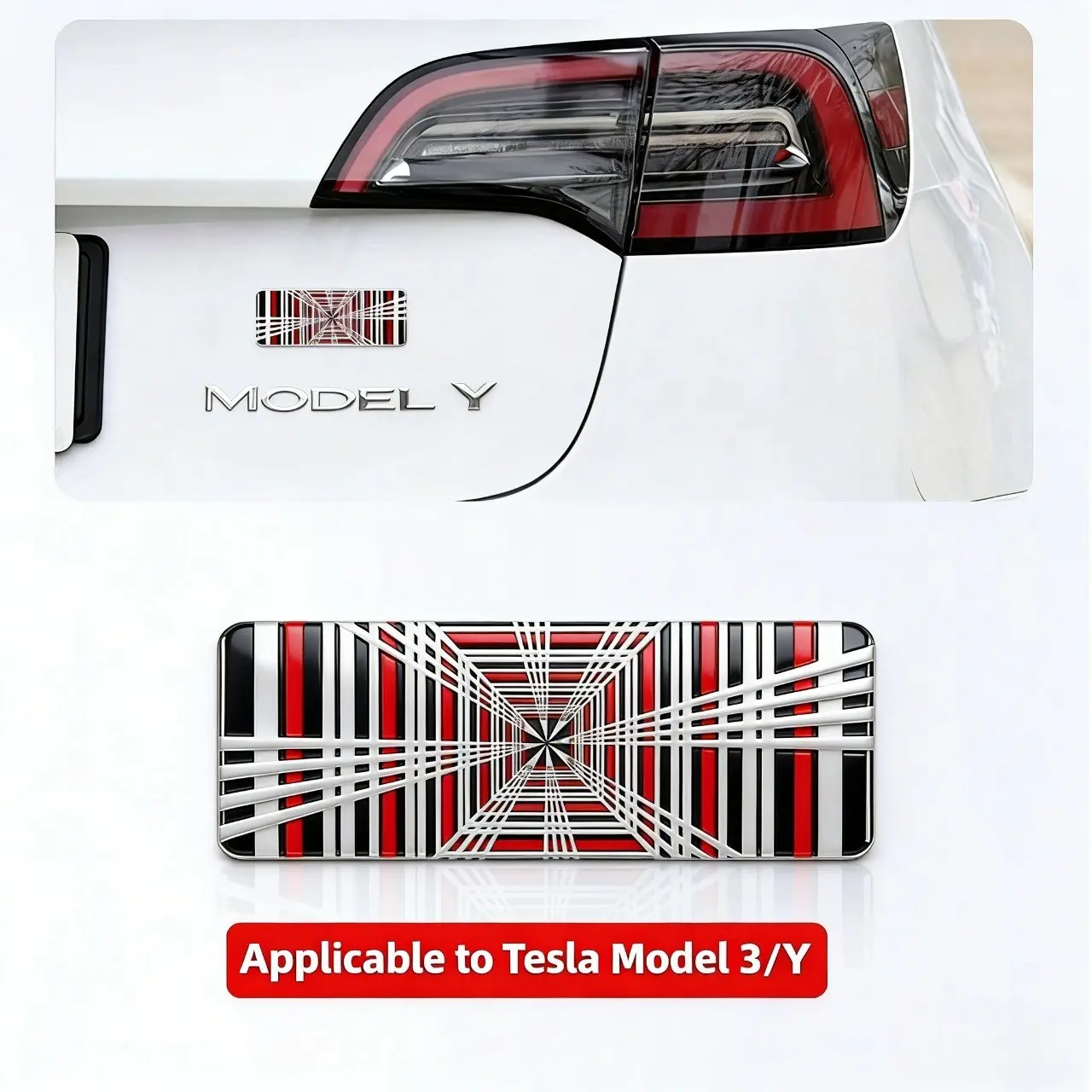 Tesla Model Y\3\S Tail Emblem Car Logo, High-Quality Rear Badge Replacement, Perfect Fit for Tesla Models Y S, Durable Design, Vehicle Exterior Decoration, Automotive Accessories