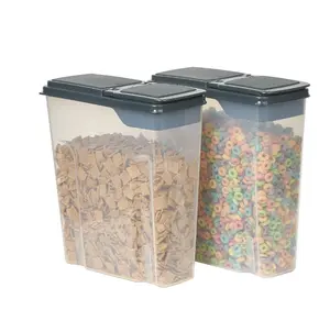 2-Pack Cereal Keeper, Plastic 24 Cup with Dark Gray Lid, Clear Container for Organizing Cereal and Granola Bars