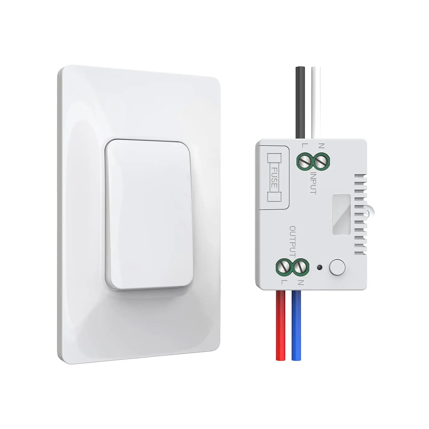 Self-Powered Wireless Light Switch & Receiver Kit, 433MHz Kinetic Remote Control Wall Switch, 10A 1000W Energy Efficient, 12x7x1.7cm, No Battery/WiFi/Rewiring Needed, Waterproof for LED Lights, Home Lighting Control