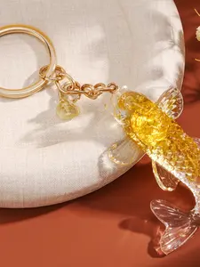 Koi Fish Keychain Car Pendant, Resin Stone Drop Key Ring, Decorative Key Chain for Cars, Unique Gift Idea, Handmade Assembly