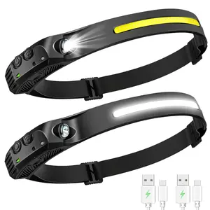 Rechargeable Headlamp, Led Light, Rechargeable 230° Wide Head Lamp with Motion Sensor, Flashlight, Portable Headlight for Fishing, Hiking, Camping