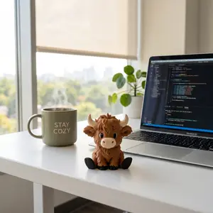 3D Printed Highland Cow ｜ Farmhouse Aesthetic Desktop Pet · Office Healing Decor · Hard PLA Collectible Ornament