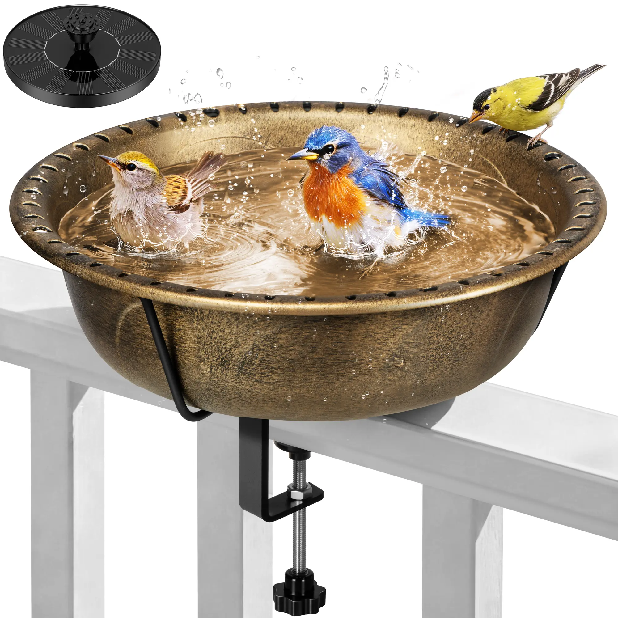 Copper Bird Bath with Solar Fountain