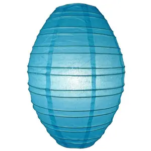 Turquoise Kawaii Unique Oval Egg Shaped Paper Lantern, 10-inch x 14-inch
