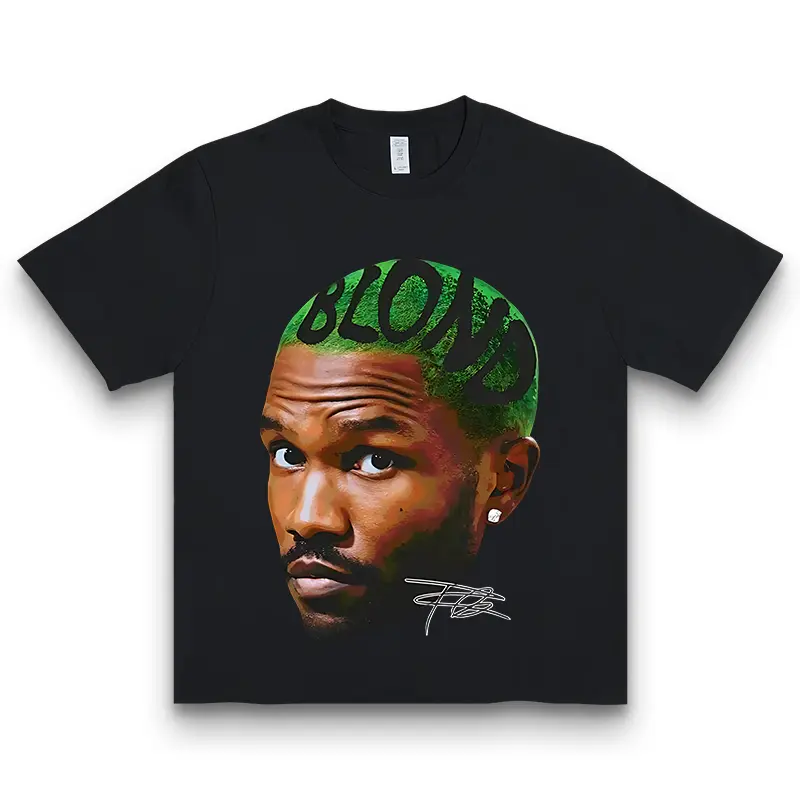 Women's 100% Cotton Short-Sleeve Casual Classic T-Shirt - Vintage Frank-Style Ocean Print, Rap Concert Merch Album Cover Graphic, Blond Odd Future Jumbo Rare Golf Gift Top For Men