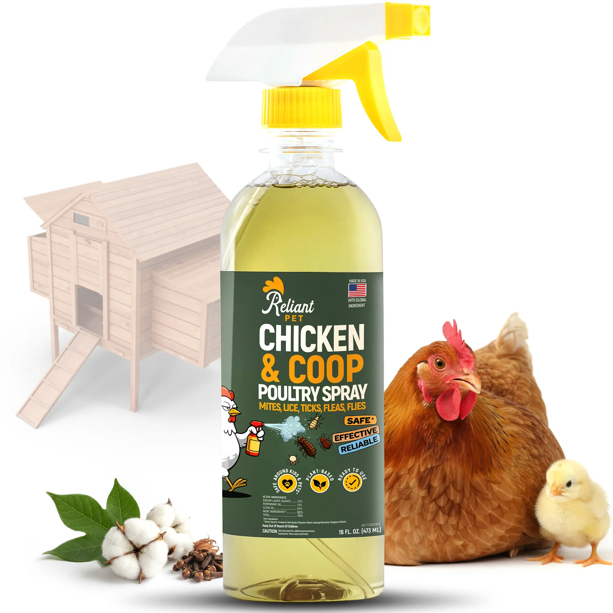 Reliant Pet Chicken & Coop Poultry spray for Mites,Lice,Ticks,Fleas and Flies - Safe for use on Chickens and no egg removal needed - Sale - Mother's day sale -  Father's day sale - Deals For you days sale
