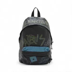 Pre-owned Balenciaga 1 Backpacks Graffiti Explorer Backpack in Black