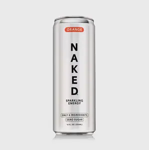 Naked Sparkling Energy Orange - 12 Cans, 200mg Organic Caffeine, 0g Sugar - Vegan, Gluten-Free - No Artificial Sweetener - Only 6 Ingredients