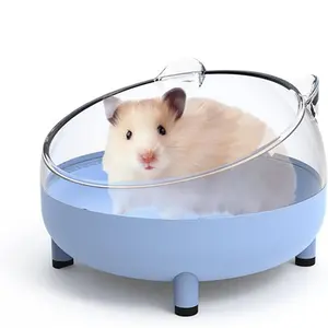 Hamster Sand Bath Container, Large Sandbox Toilet Gerbil Batheoom, Tiny Chinchilla Dust Bathtub Sand Bath Box for Hamster Cage Accessories 6.5 Inch - Blue