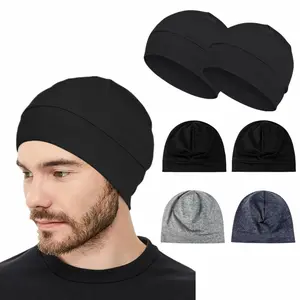 4 Pack Viscose Fiber Wool Hat Lightweight Night Cap Beanies Cap for Men Fashion Accessories