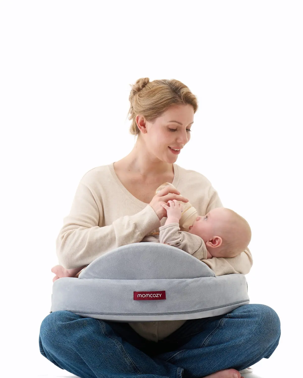 Momcozy Original Nursing Pillow and Positioner - Plus Size Feeding Pillow | Breastfeeding, Bottle Feeding, Baby Support | with Adjustable Waist Strap and Removable Cotton Cover, Green Forest