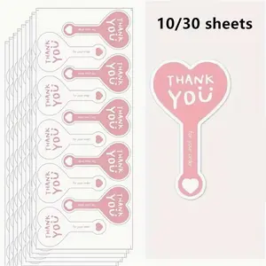 Thankyou Stickers Pudding Decorative Adhesive Labels, 10/30 Sheets for Baking, Push-Pull Games, Handmade Sealing, Holiday Gifts