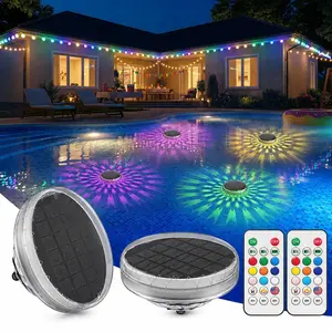 Solar Floating Pool Lights with Remote – 1PC/2PCS, RGB Color Changing, Waterproof LED Light for Above Ground Pools, Inground Pools,Hot Tubs,Pool Party,Outdoor Pond,Garden,Bathtub Decoration,Battery-Powered Underwater 9 Lighting Timing Mode Decorative Lamp