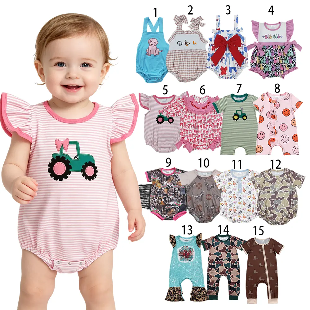 Baby Boys Camouflage Bubble Romper with Buttons, Basic Short Sleeve Cotton Blend Summer Outfit for Newborns, Bubble Rompers, Machine Wash