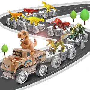 DIY Dinosaur Toy Train Truck Electric Track, Buildable Assembly Kids Birthday Gift, Holiday Present, Requires 2 AAA Batteries Not Included
