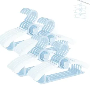 HGYZE Baby Hangers for Closet 20pcs 11-14" Kid Hanger for Nursery, Adjustable Infant Cloth Hanger for 0-18yrs Girl Boy, Plastic Newborn Coat Hangar, Non-Slip Child Pant Rack for Toddler, Blue Perchas