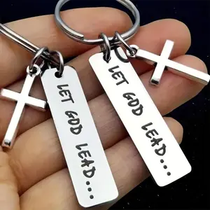 Let God Lead Cross Keychain Religious Jewelry Accessory Perfect Gift for Christian Faith